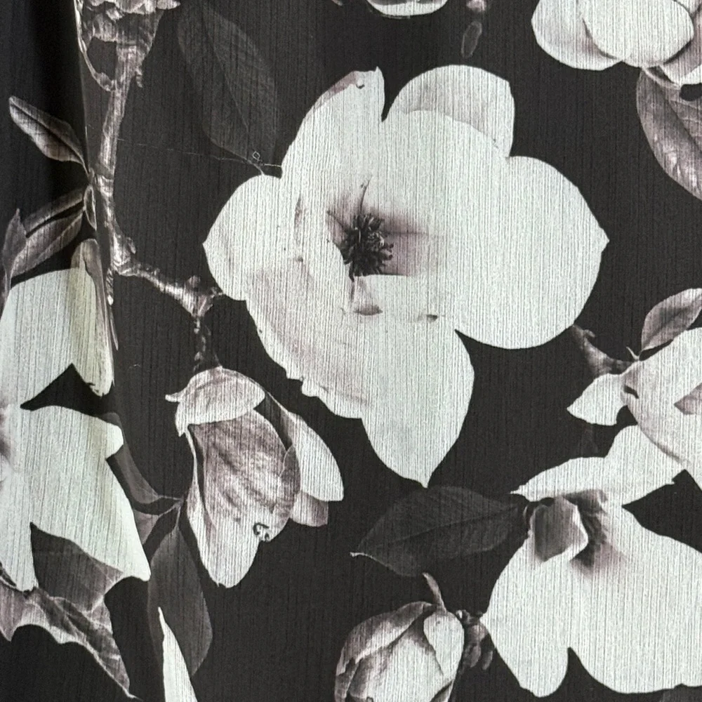 EXPRESS Black White Floral One Shoulder Lined Bow Chiffon Mini Dress SKU0624 - Picture 5 of 8